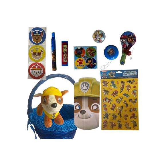 Paw Patrol Rubble Gift Basket | Plush Toy, Stickers, Activities & More for Kids - Picture 1 of 11